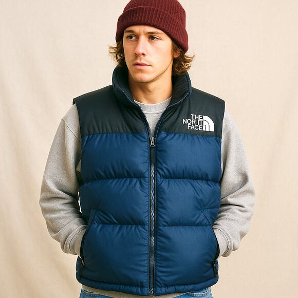 The North Face Other - Vintage The North Face 700 Nuptse Down Puffer Vest Blue Black Y2K Streetwear LG